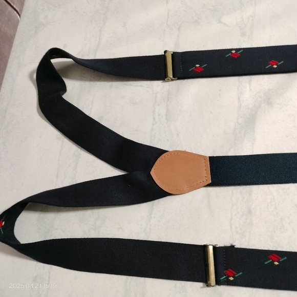 Men's Suspenders Adjustable Black Abstract Textured Straps Formal - Picture 5 of 8